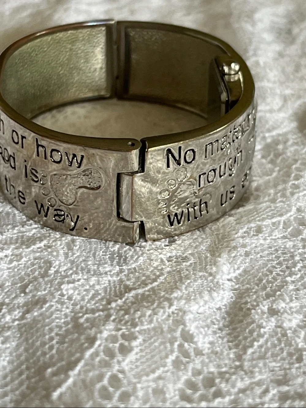 Studio Silver-tone Text-Engraved Cuff Watch
